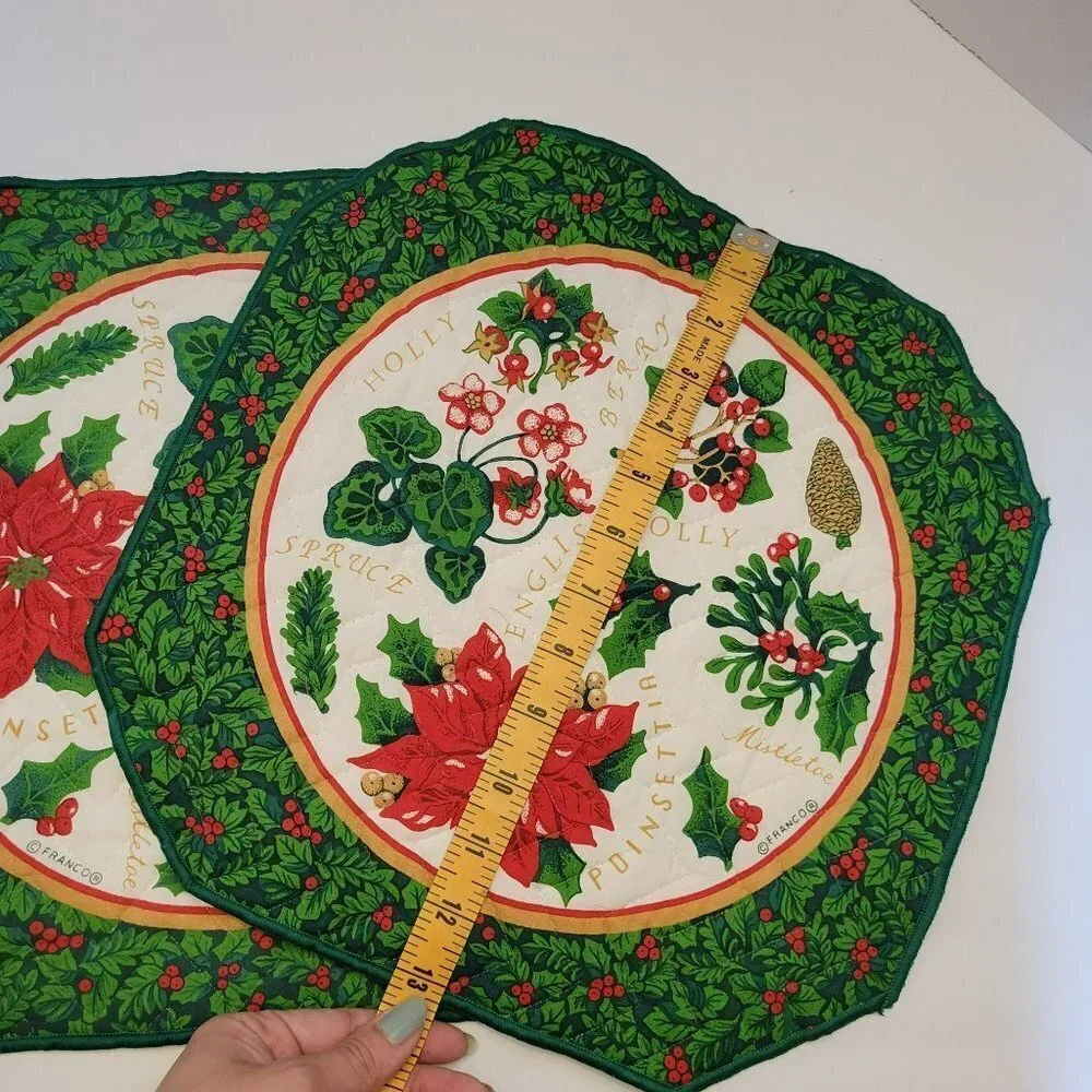Franco Set of 2 Made in USA Christmas Quilted Table Placemats